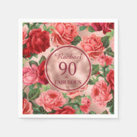 Vintage rosa Rote Rosen 90 und fabelhafter Geburts