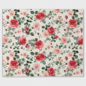 Vintage rosa Rote Rosen Muttertag Geschenkpapier (Flach)