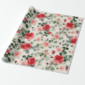 Vintage rosa Rote Rosen Muttertag Geschenkpapier (Ungerollt)