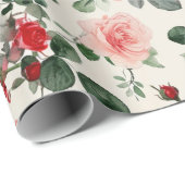 Vintage rosa Rote Rosen Muttertag Geschenkpapier (Rolleneckpunkt)