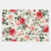 Vintage rosa Rote Rosen Muttertag Geschenkpapier Set (Vorderseite)
