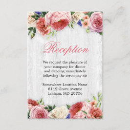 Vintage rosa Rustikale Hochzeitsstimmung im Blumen Begleitkarte