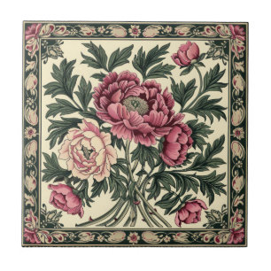 Vintage Rosa & Salbeigrün William Morris Pfingstro Fliese