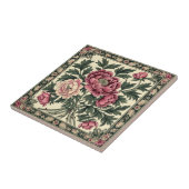 Vintage Rosa & Salbeigrün William Morris Pfingstro Fliese (Seite)
