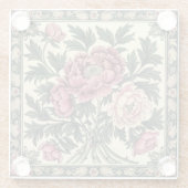 Vintage Rosa & Salbeigrün William Morris Pfingstro Glasuntersetzer (Rückseite)