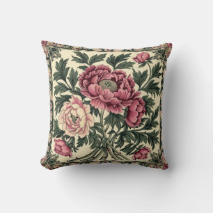 Vintage Rosa & Salbeigrün William Morris Pfingstro Kissen