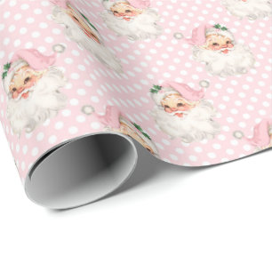 Vintage-Rosa-Santa auf Punkte-Geschenkpapier Geschenkpapier