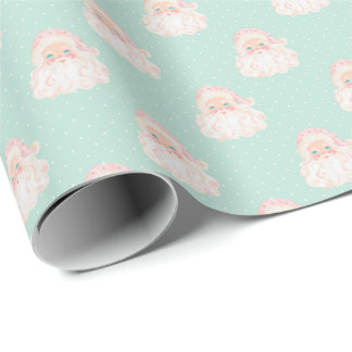 Vintage-Rosa-Santa-Mint-Weihnachtspapier Geschenkpapier