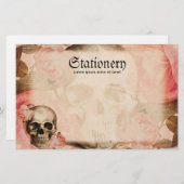 Vintage Rosa-Schädel-Collage Briefpapier (Vorne/Hinten)