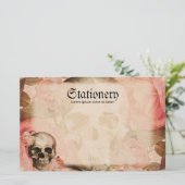 Vintage Rosa-Schädel-Collage Briefpapier (Stehend Vorderseite)