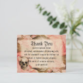 Vintage Rosa-Schädel-Collage Dankeskarte (Stehend Vorderseite)