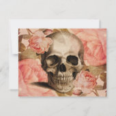 Vintage Rosa-Schädel-Collage Dankeskarte (Rückseite)