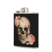 Vintage Rosa-Schädel-Collage Flachmann (Links)