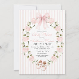 Vintage-Rosa-Schleife Mädchen-Baby-Party Einladung