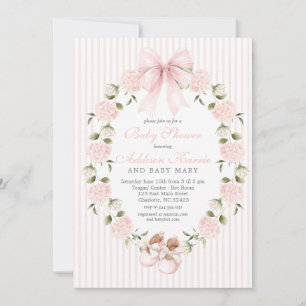 Vintage-Rosa-Schleife Mädchen-Baby-Party Einladung