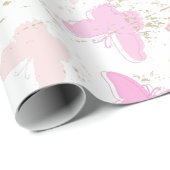 Vintage rosa Schmetterlinge AOP Geschenkpapier (Rolleneckpunkt)