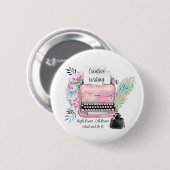 Vintage rosa Schreibmaschine kreatives Schreiben Button (Vorne & Hinten)