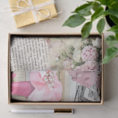 Vintage Rosa Shabby Schriftliche Buchtextzollage Seidenpapier (Geschenk)