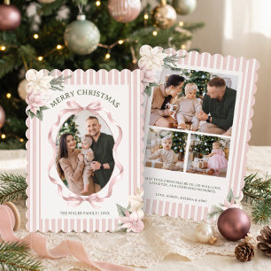 Vintage-Rosa-Streifen Familienfoto Weihnachten