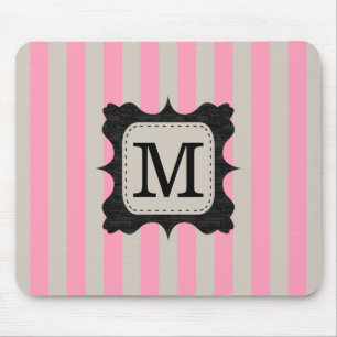 Vintage rosa Streifenmuster Schwarz individuelles Mousepad