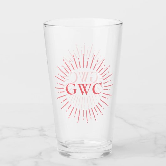Vintage rosa Sunbury-Monogramm Glas (Vorderseite)