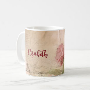 Vintage Rosa-Tasse   Dein Name   Kaffeetasse