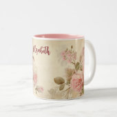 Vintage Rosa-Tasse | Dein Name | Zweifarbige Tasse (VorderseiteRechts)