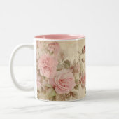 Vintage Rosa-Tasse | Dein Name | Zweifarbige Tasse (Links)