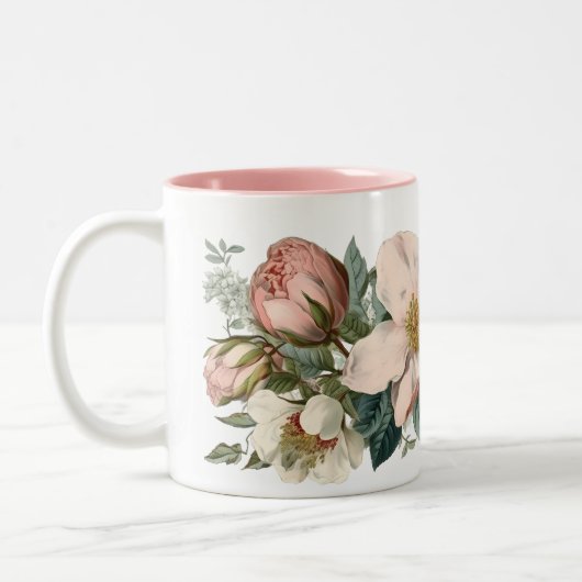 Vintage Rosa-Tasse Zweifarbige Tasse (Links)