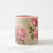 Vintage Rosa-Tasse Zweifarbige Tasse (Mittel)