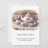 Vintage-Rosa-Teeservice-Geburtstag | Einladung (Vorderseite)