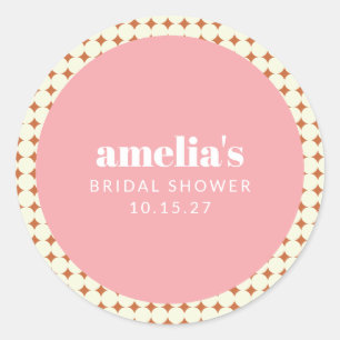 Vintage Rosa Terrakotta Punkte Brautdusche Maßanfe Runder Aufkleber