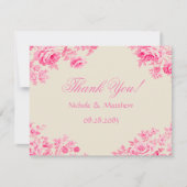 Vintage Rosa Toile Blume Hochzeit Dankeskarte (Vorderseite)