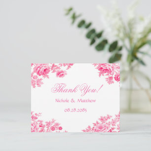 Vintage Rosa Toile Blume Hochzeit Dankeskarte