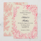 Vintage Rosa Toile Blume Hochzeit Einladung (Vorne/Hinten)