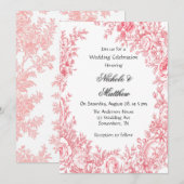Vintage Rosa Toile Blume Hochzeit Einladung (Vorne/Hinten)