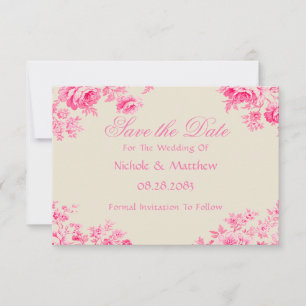 Vintage Rosa Toile Blume Hochzeit Save The Date