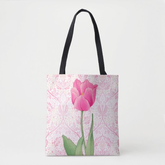 Vintage Rosa Tulip Blume Totbeutel Tasche (Vorderseite)