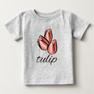 Vintage-Rosa-Tulpen-Blumen-kühles-florales-Geschen Baby T-shirt