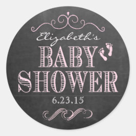 Vintage rosa Typografie-Halbpension Kinderdusche Runder Aufkleber