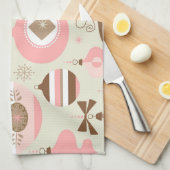 Vintage rosa u. graue Weihnachtsverzierungen Handtuch (Viertel Falte)