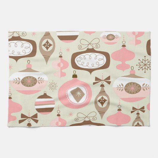 Vintage rosa u. graue Weihnachtsverzierungen Handtuch (Horizontal)