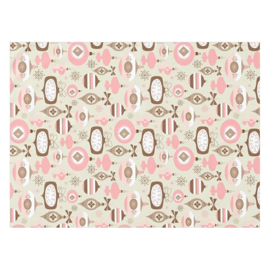 Vintage rosa u. graue Weihnachtsverzierungen Tischdecke (Vorderseite (Horizontal))