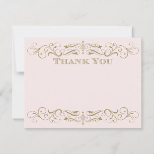 Vintage Rosa- und Antiquitätenhochzeit Geblüht Dankeskarte