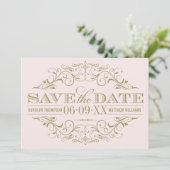 Vintage Rosa- und Antiquitätenhochzeit Geblüht Save The Date (Stehend Vorderseite)