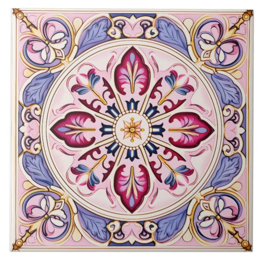 Vintage Rosa- und Blautafel für die Keramik Fliese (Vorderseite)