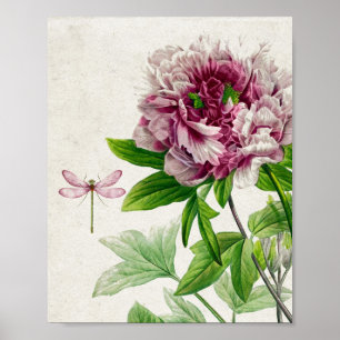 Vintage Rosa und Drachenmauer Kunst und Kunst Poster