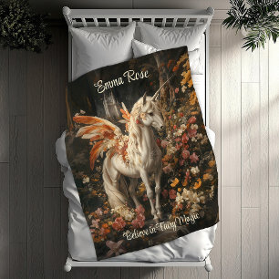 Vintage Rosa und Florales Märchen-Pegasus Fleecedecke