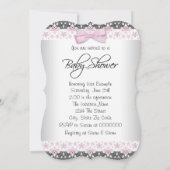 Vintage Rosa- und Graudusche Einladung (Rückseite)