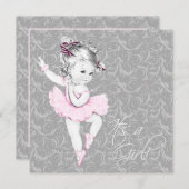 Vintage Rosa- und Graudusche Einladung (Vorne/Hinten)